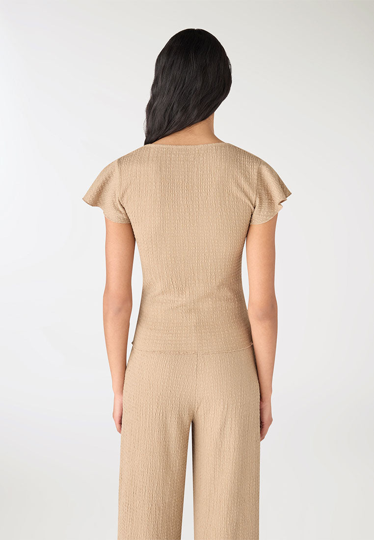 Women's V-Neck Flutter-Sleeve Top