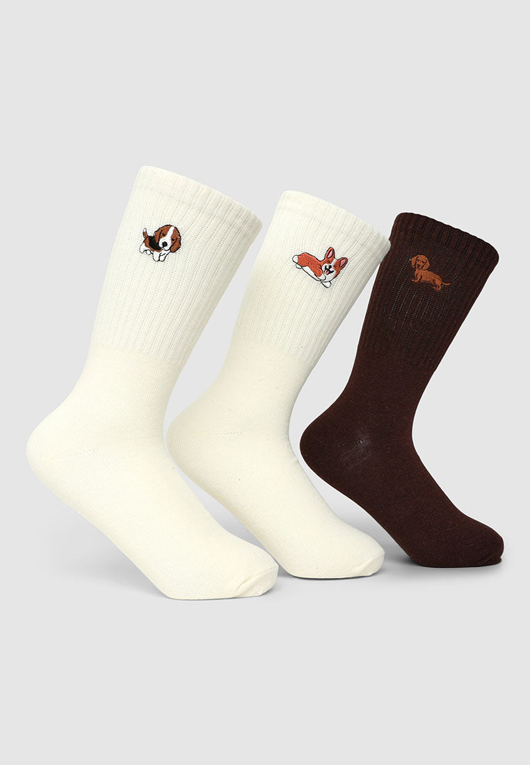 Women's Pack of 3 socks with embroidery