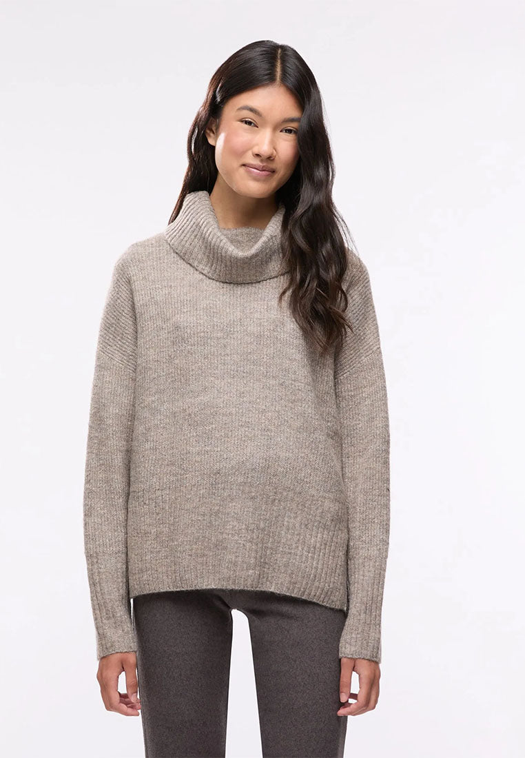 Women's Plain-colour cropped roll-neck jumper