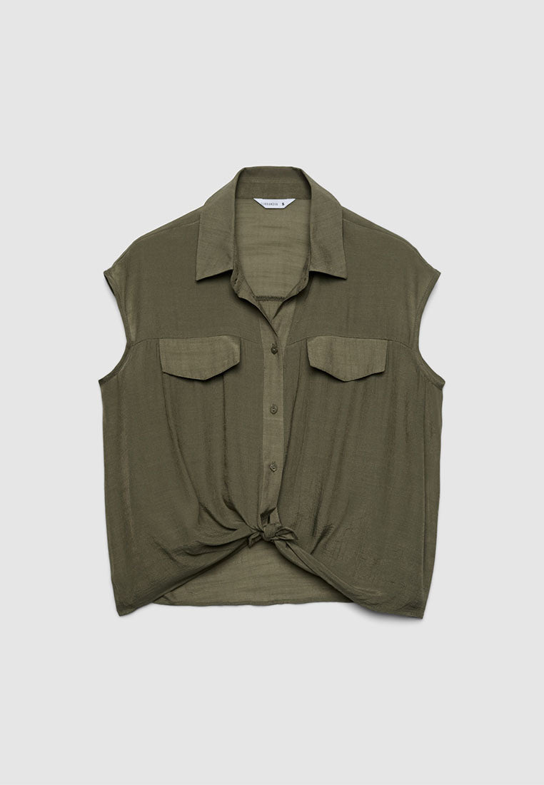 Women's Sleeveless Shirt with Pockets