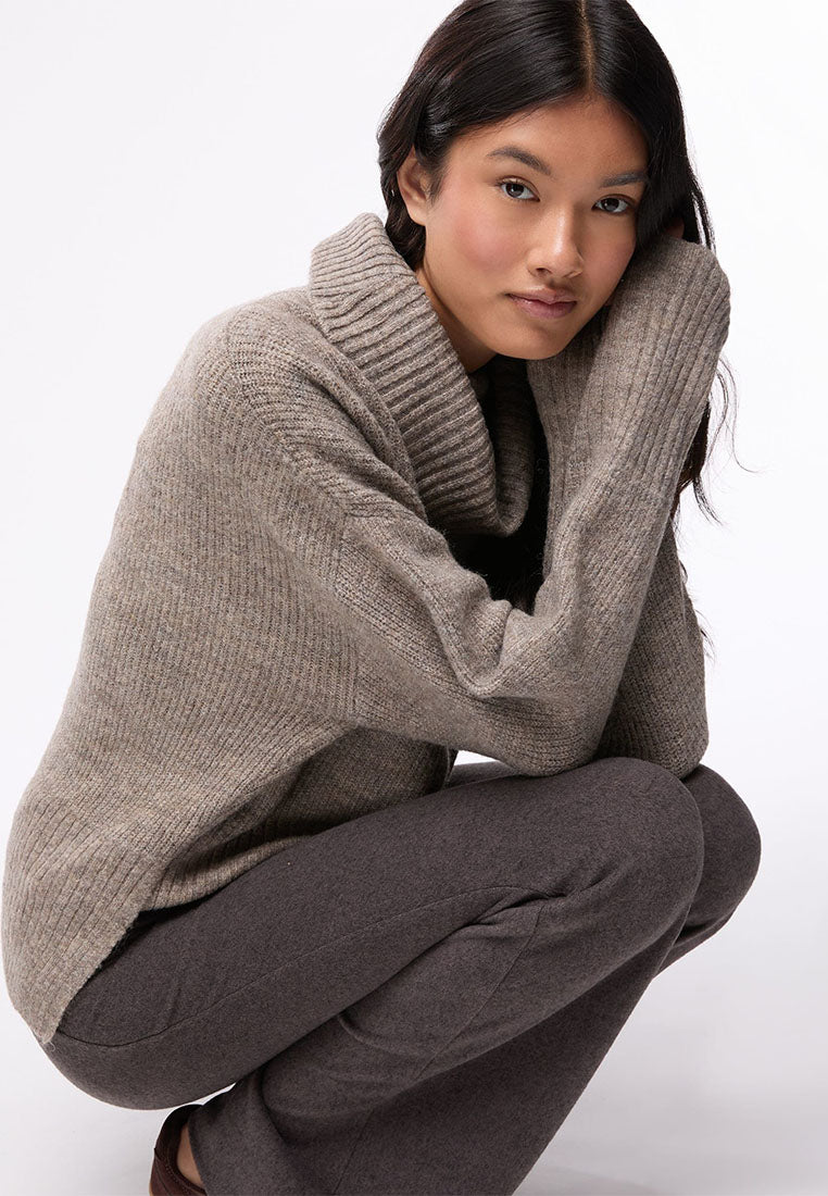 Women's Plain-colour cropped roll-neck jumper