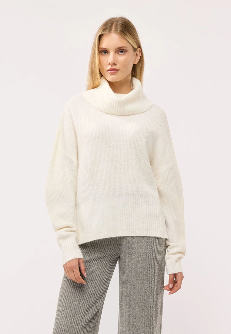 Women's Plain-colour cropped roll-neck jumper