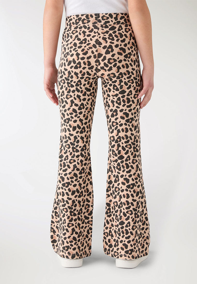Animal Print Flared Leggings for Girls