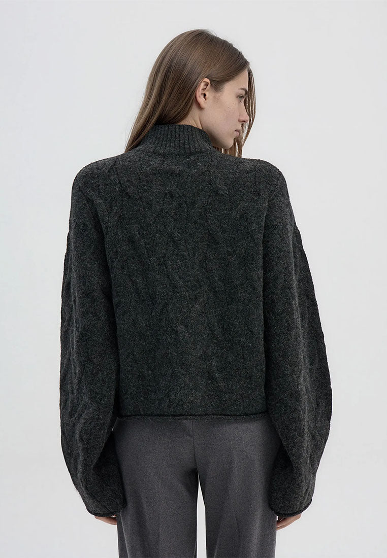 Women's Sweater with turtleneck and cable knit