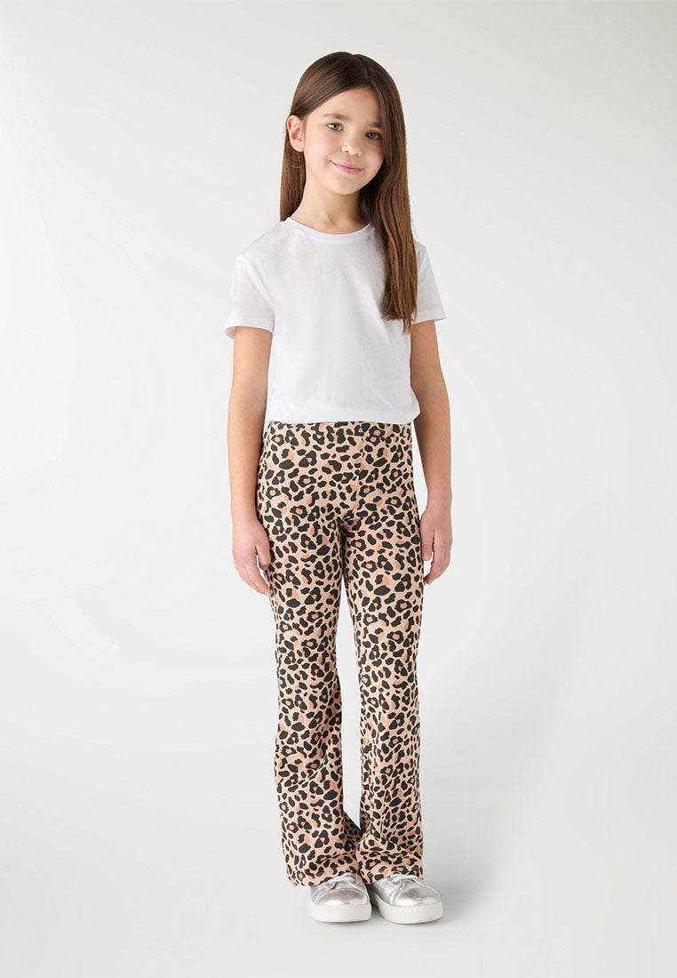 Animal Print Flared Leggings for Girls