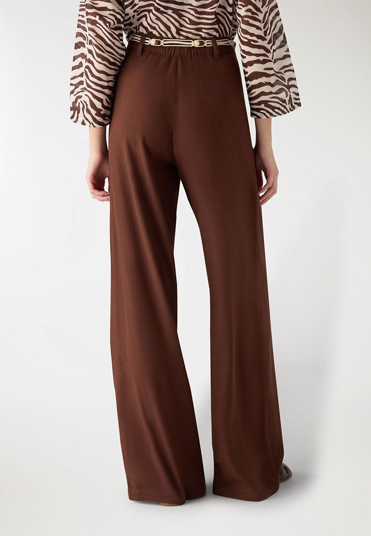 Women's Wide Leg Trouser with Beaded Woven Belt