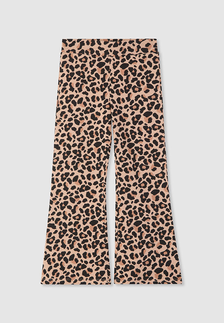 Animal Print Flared Leggings for Girls