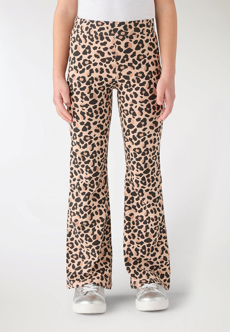 Animal Print Flared Leggings for Girls
