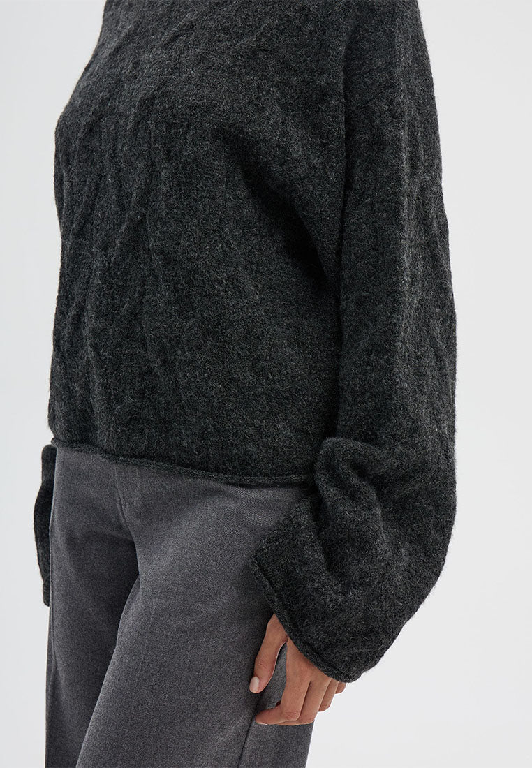 Women's Sweater with turtleneck and cable knit