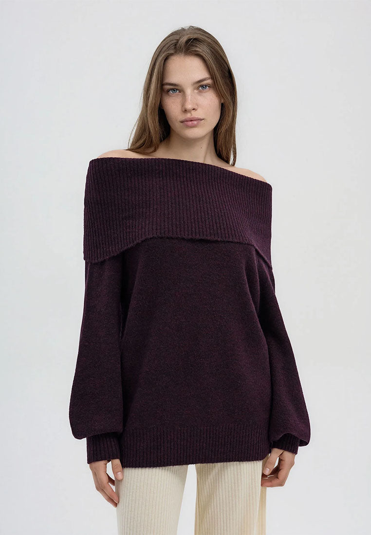 Women's Plain wide-neck top