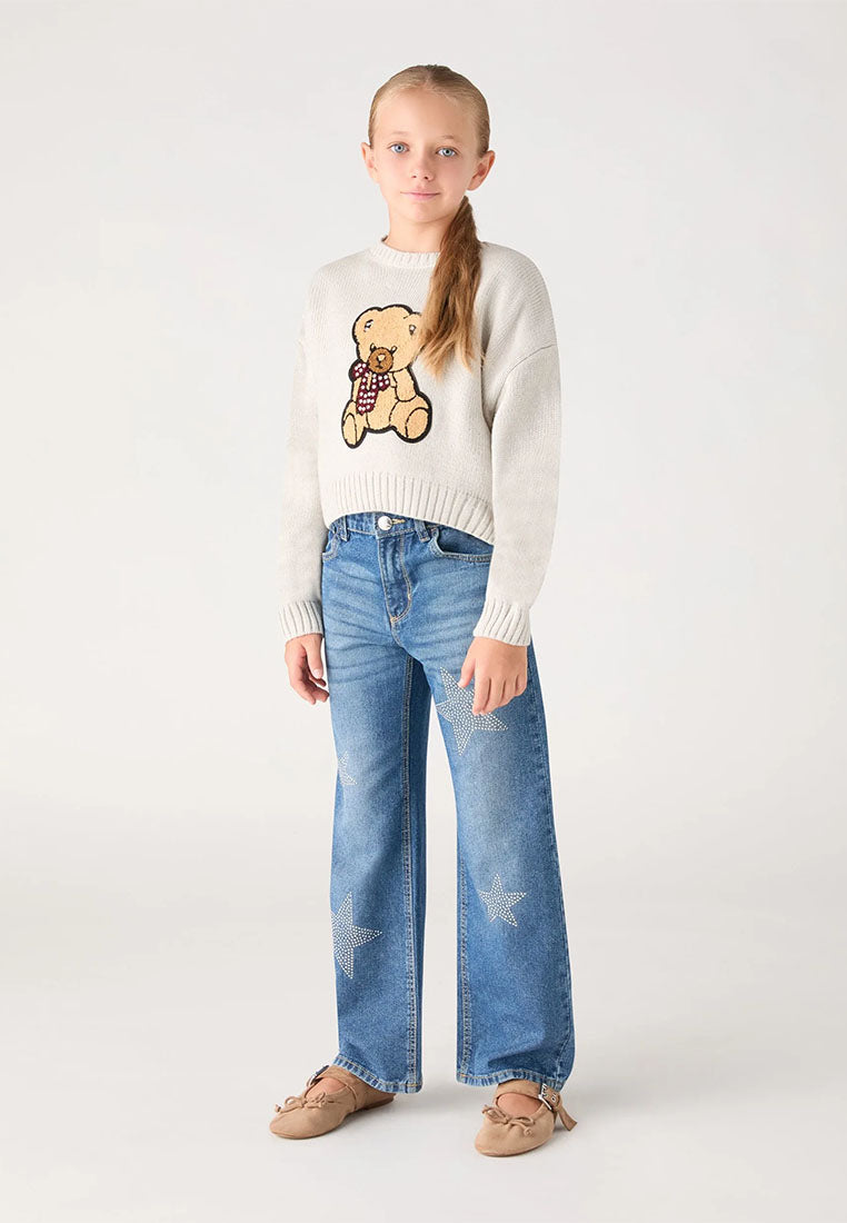 Cropped top with bear patch for Girls
