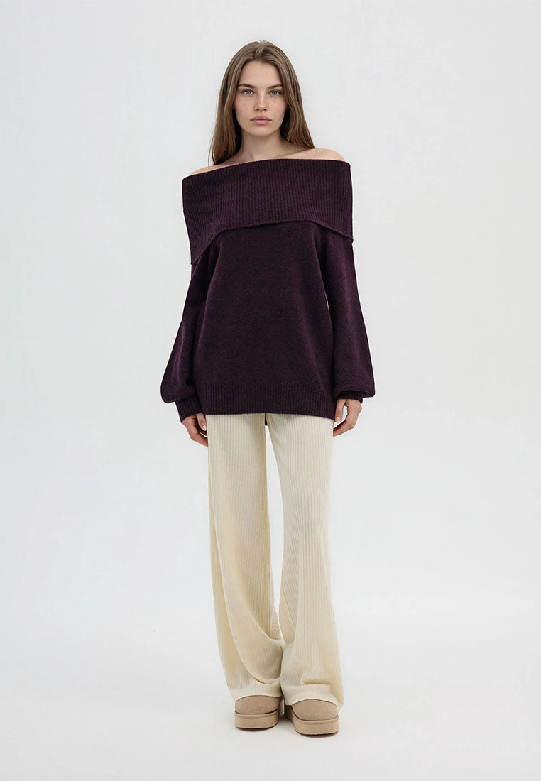 Women's Plain wide-neck top
