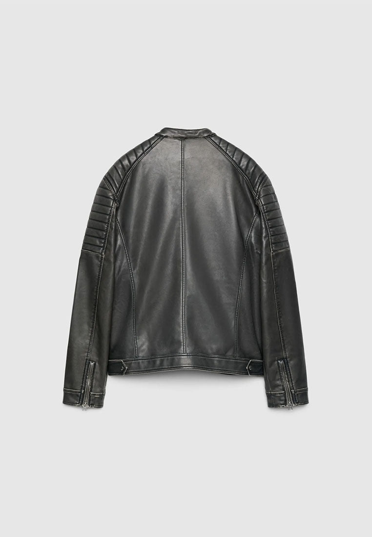 Men's Leather-look Biker Jacket