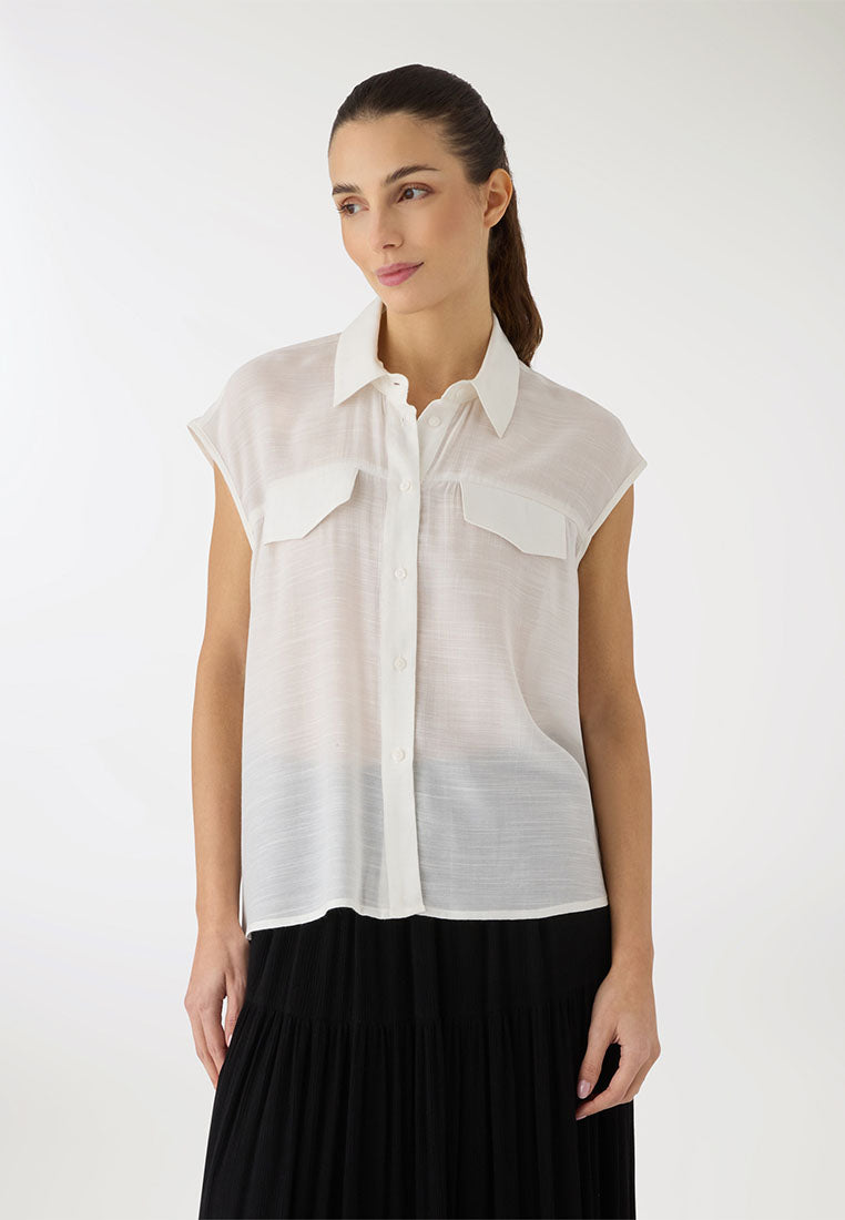 Women's Sleeveless Shirt with Pockets