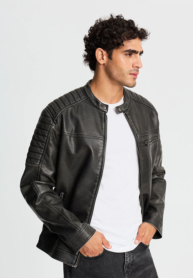 Men's Leather-look Biker Jacket