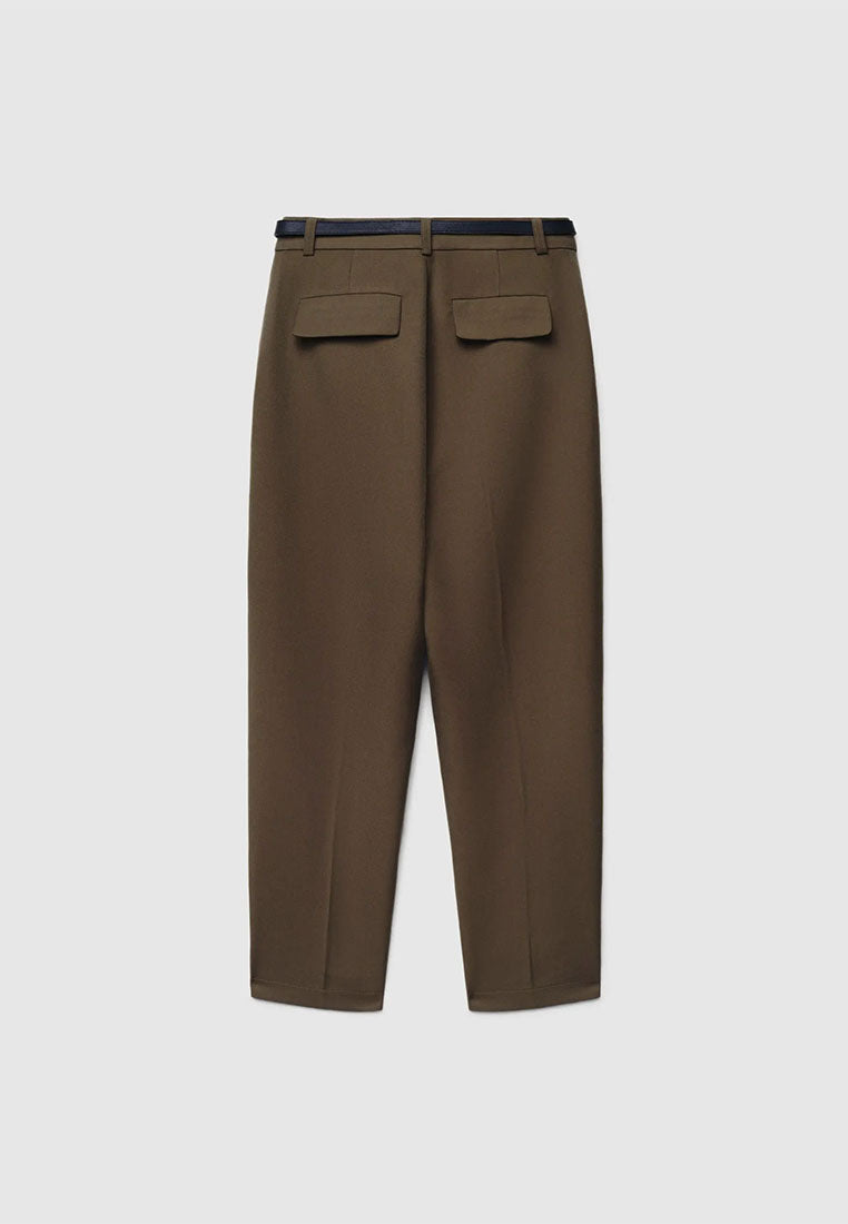Women's Chino trousers with pleats and belt