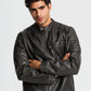 Men's Leather-look Biker Jacket