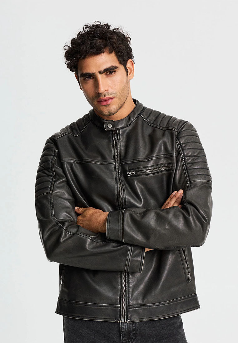 Men's Leather-look Biker Jacket