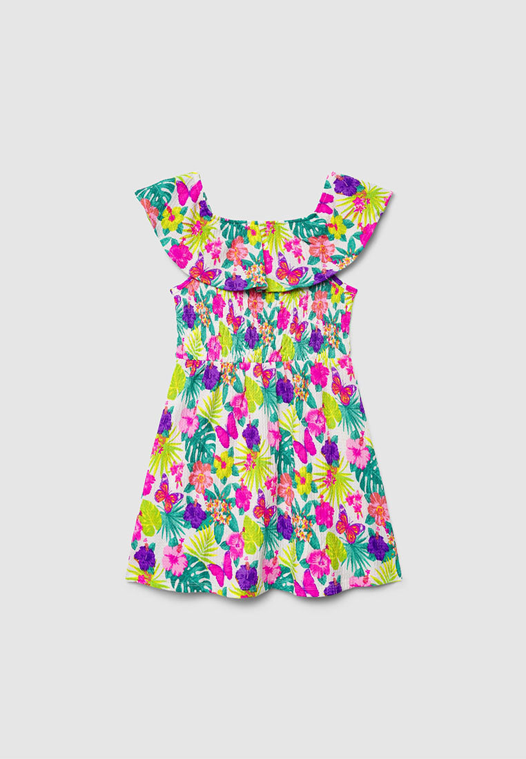 Floral Print Ruffle Dress For Girls