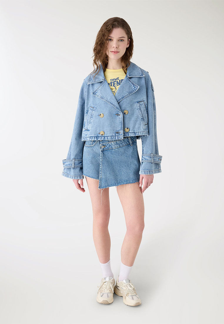 Women's Denim Short Trench Coat
