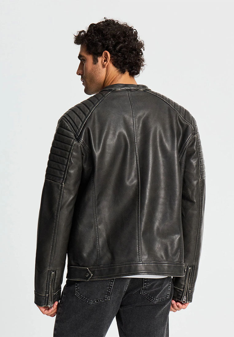 Men's Leather-look Biker Jacket