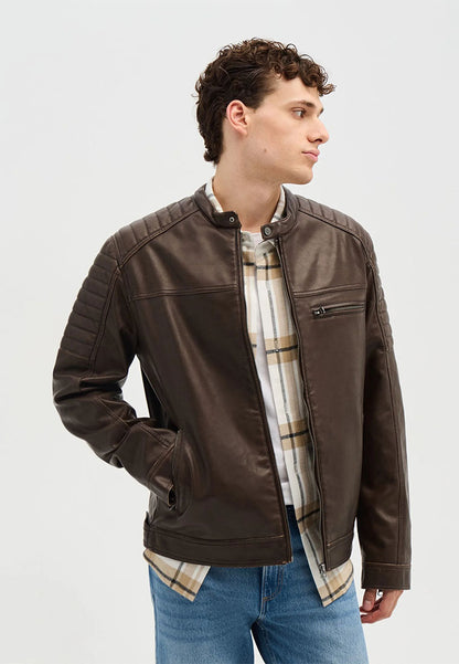 Men's Leather-look Biker Jacket