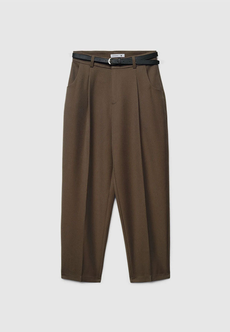 Women's Chino trousers with pleats and belt