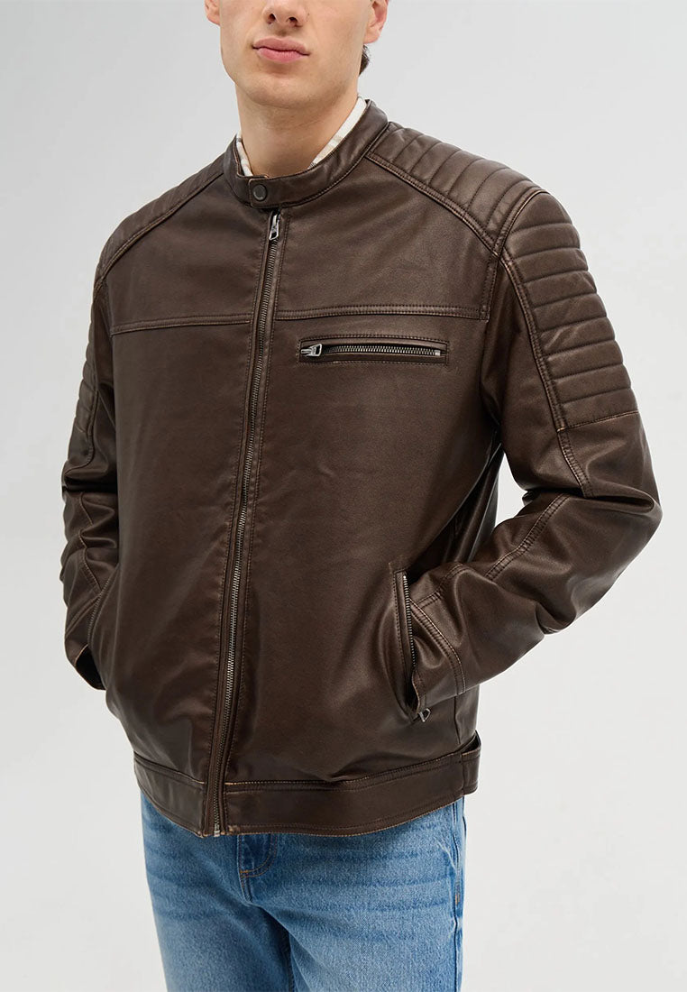 Men's Leather-look Biker Jacket