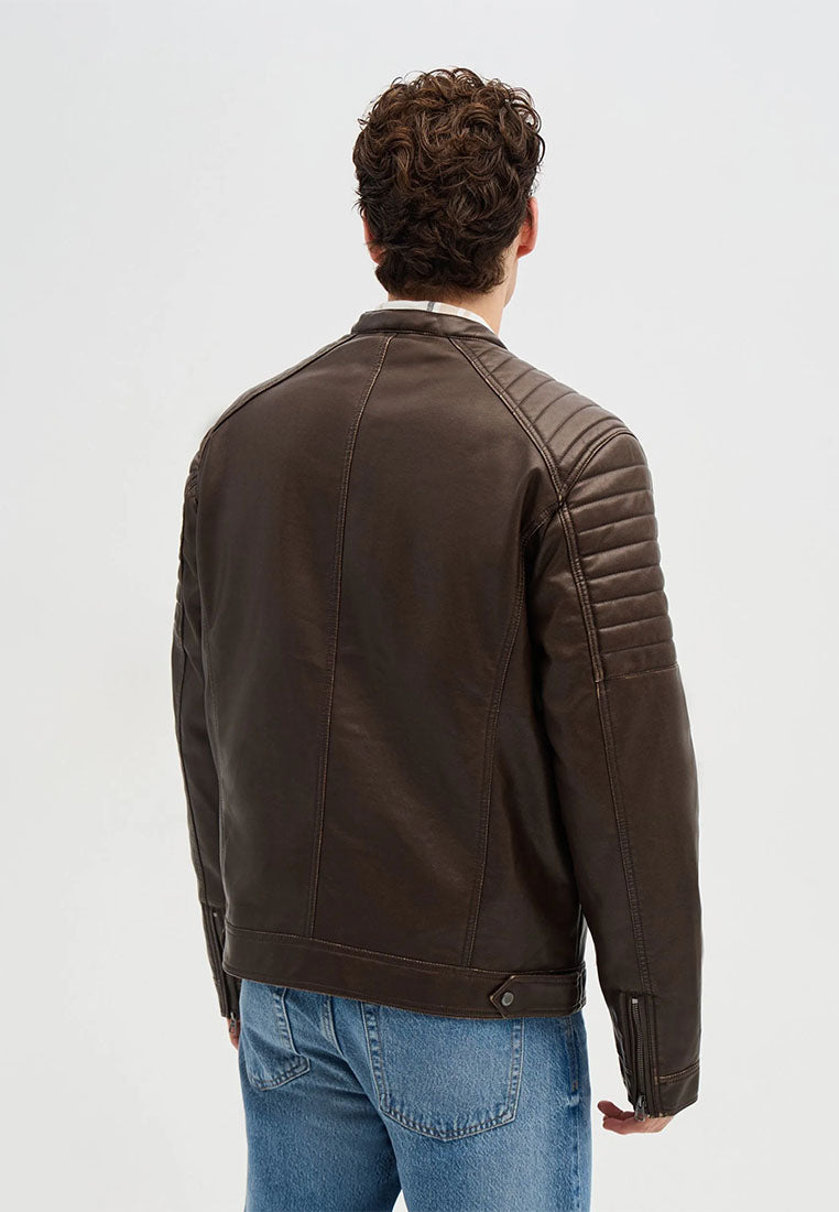 Men's Leather-look Biker Jacket