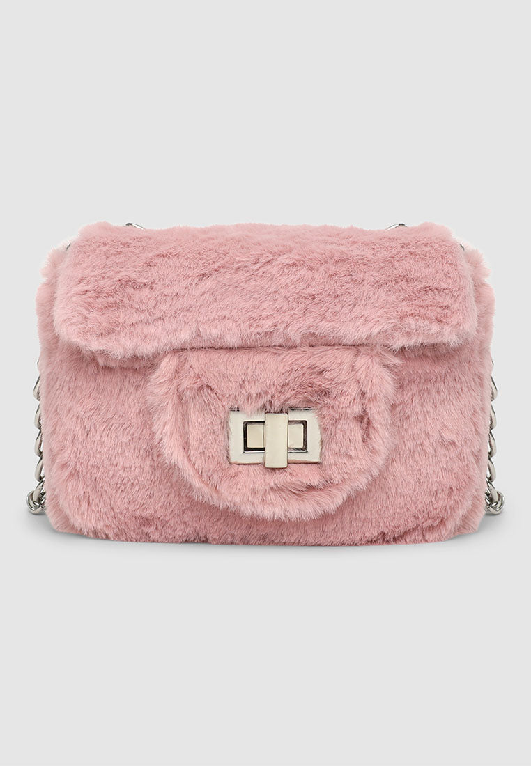 Synthetic fur shoulder bag for Girls