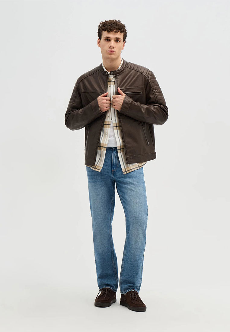 Men's Leather-look Biker Jacket