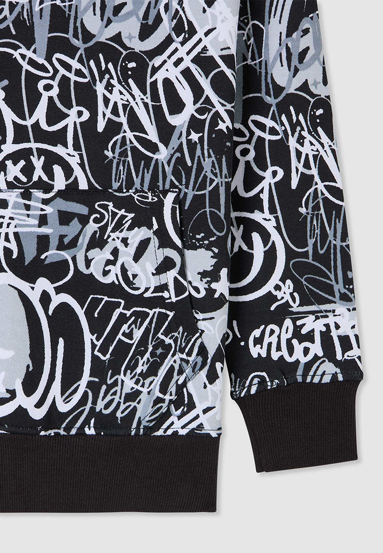 Hooded sweatshirt with graffiti print for Boys