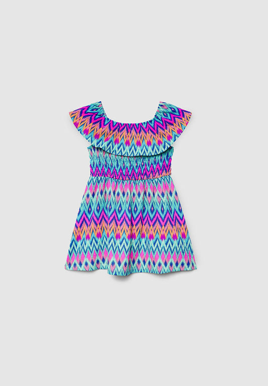 Aztec Print Ruffle Dress for Girls