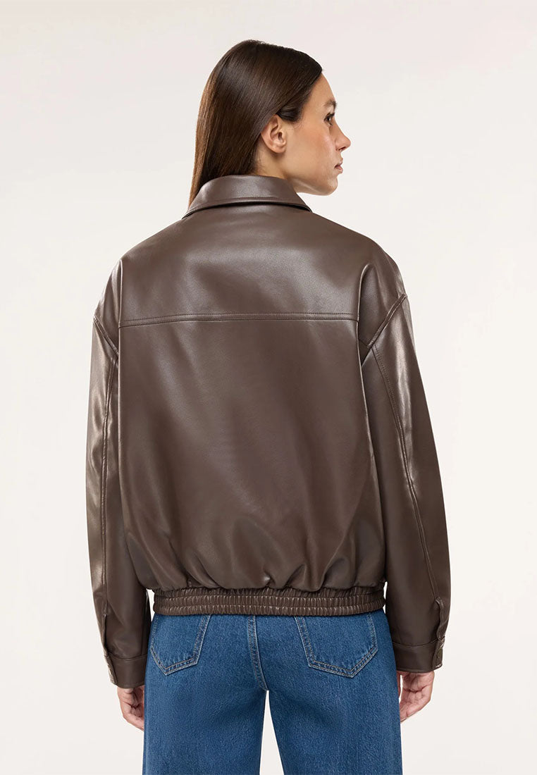 Women's Bomber Jacket with Leather-Effect