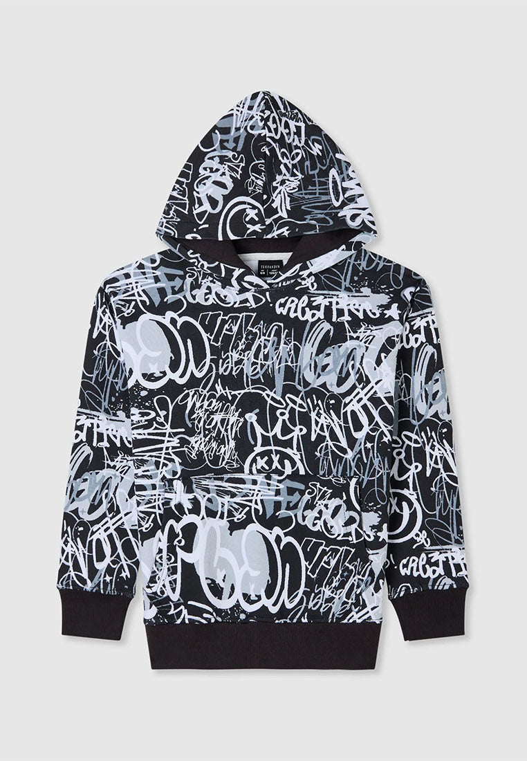 Hooded sweatshirt with graffiti print for Boys