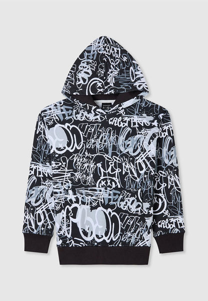 Hooded sweatshirt with graffiti print for Boys