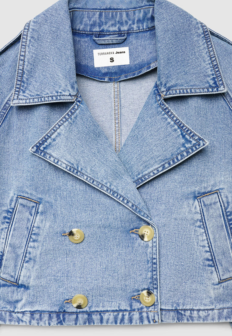 Women's Denim Short Trench Coat