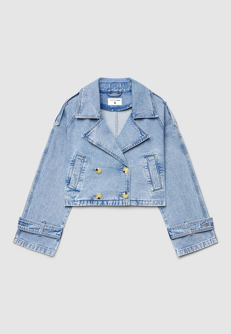 Women's Denim Short Trench Coat