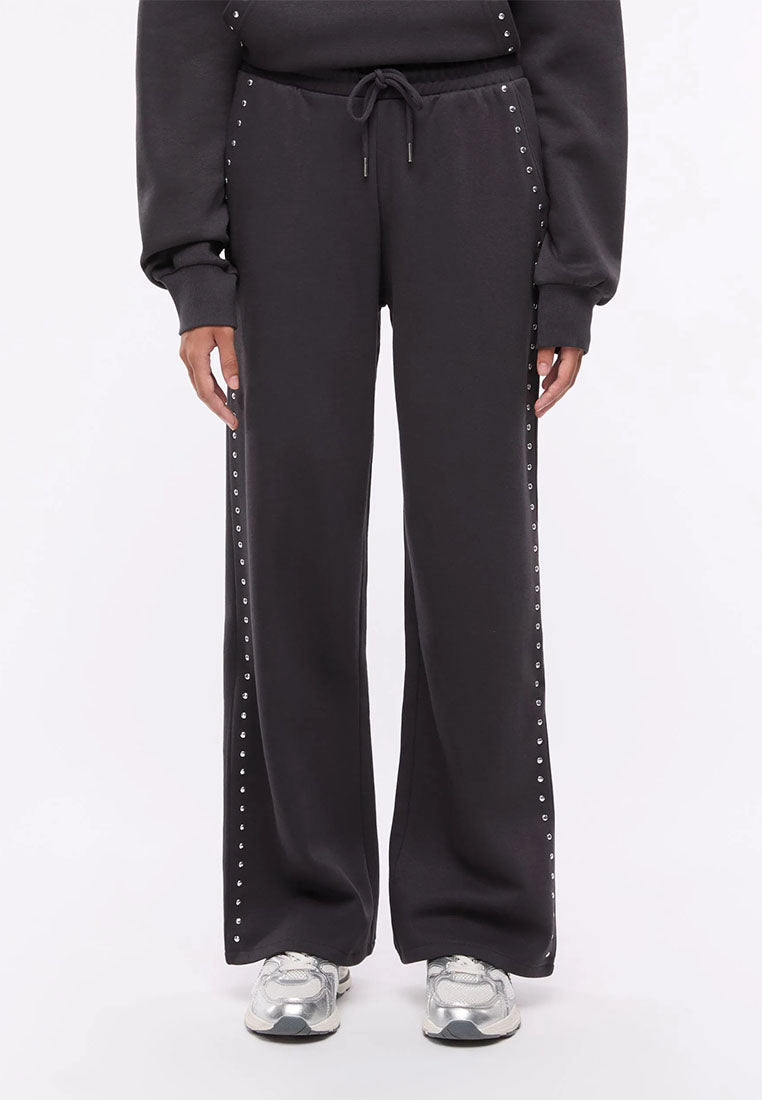 Women's Wide-leg Tracksuit Trousers with Studs