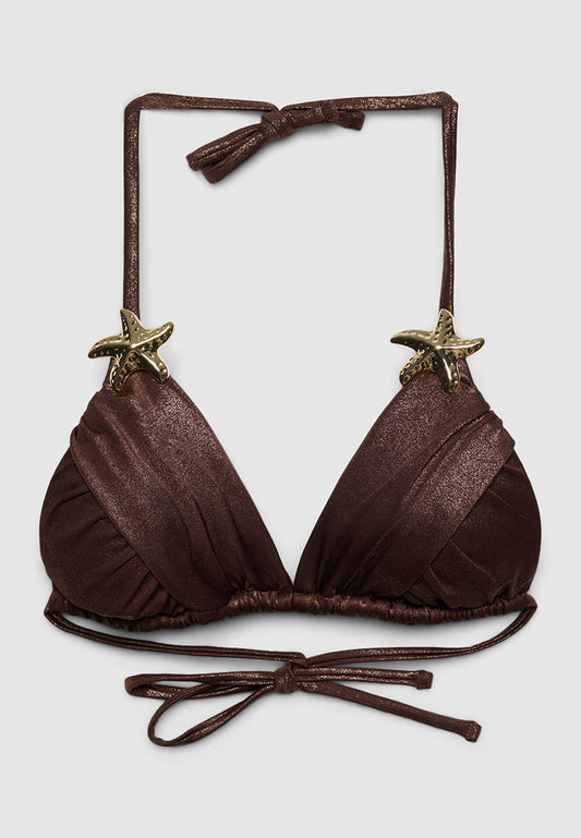 Women's Starfish Appliqué Triangle Bikini Top