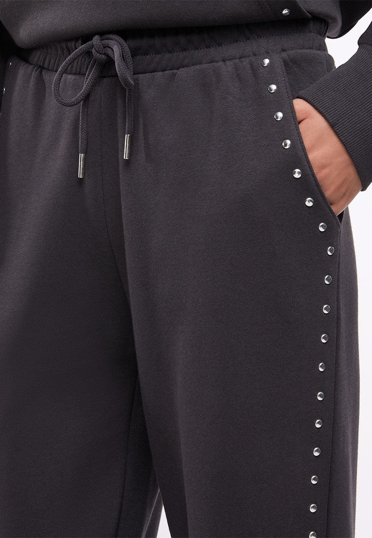 Women's Wide-leg Tracksuit Trousers with Studs