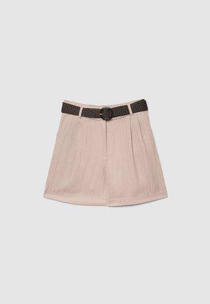 Women's Bermuda Shorts with Braided Belt