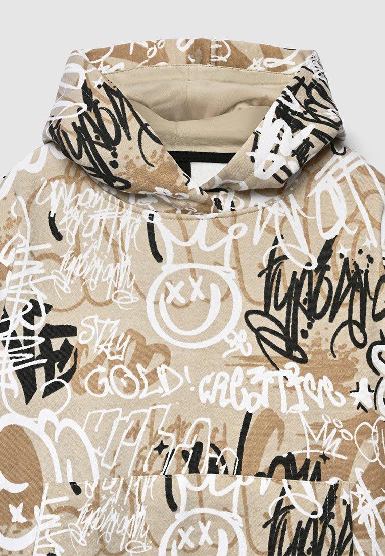 Hooded sweatshirt with graffiti print for Boys