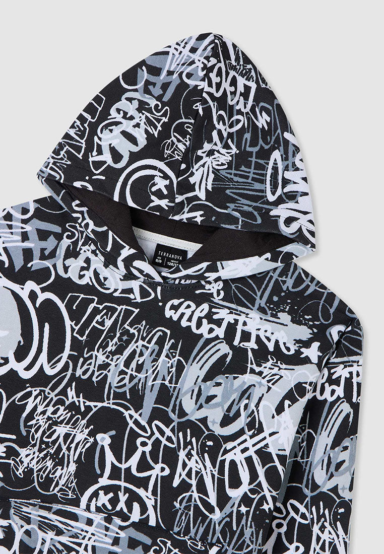 Hooded sweatshirt with graffiti print for Boys