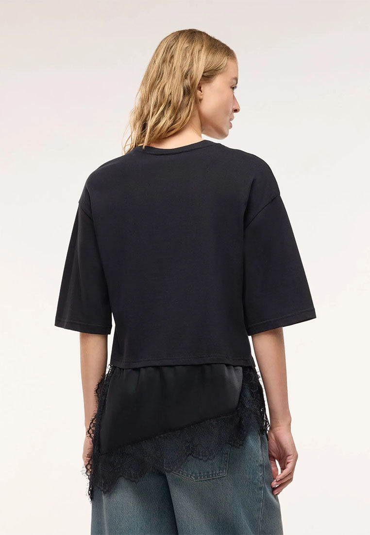 Women's Asymmetric Lace-Trim Layered Top