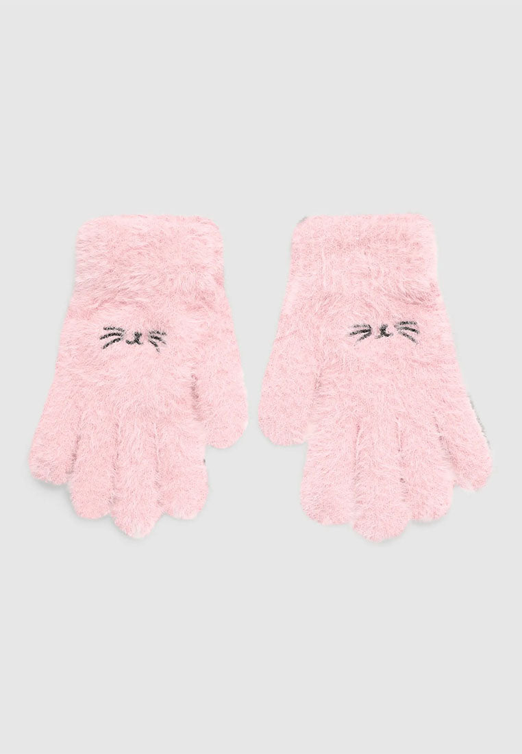 Gloves with animal embroidery for Girls