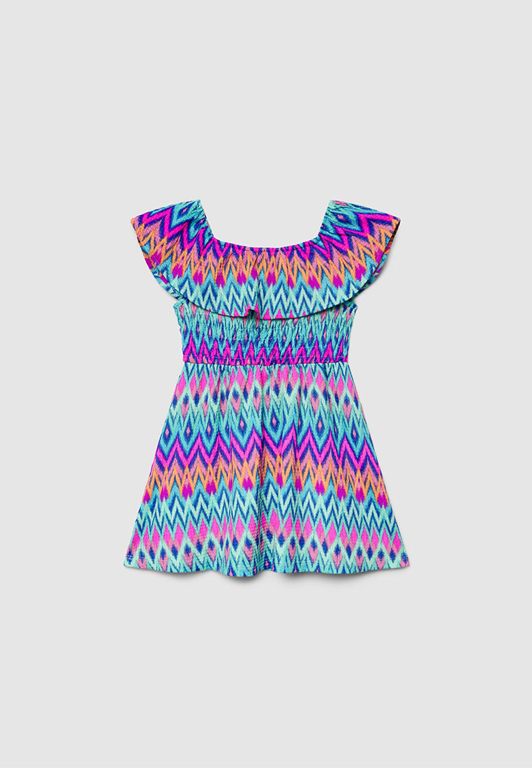 Aztec Print Ruffle Dress for Girls