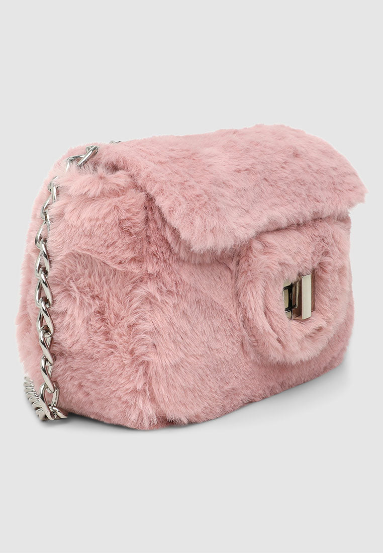 Synthetic fur shoulder bag for Girls