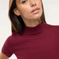 Women's Ribbed T-shirt with mock neck collar