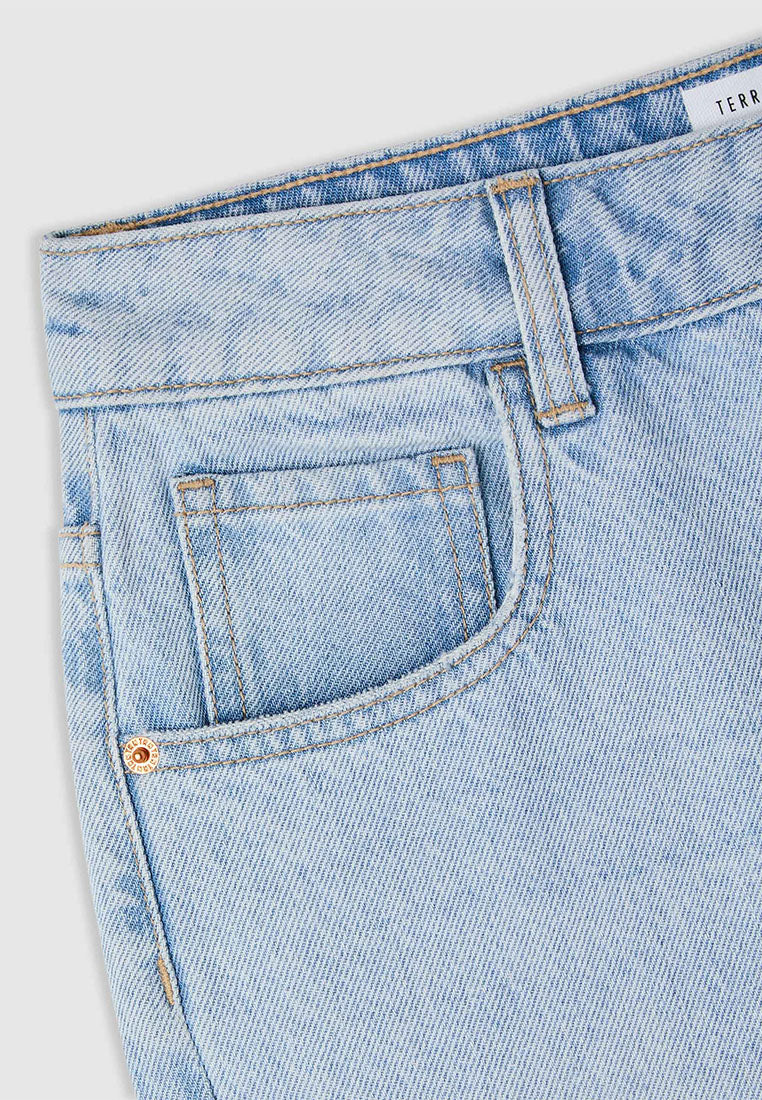 Women's High-Waisted Wide-Leg Denim Bermudas